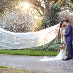 Flying veil bridal photography